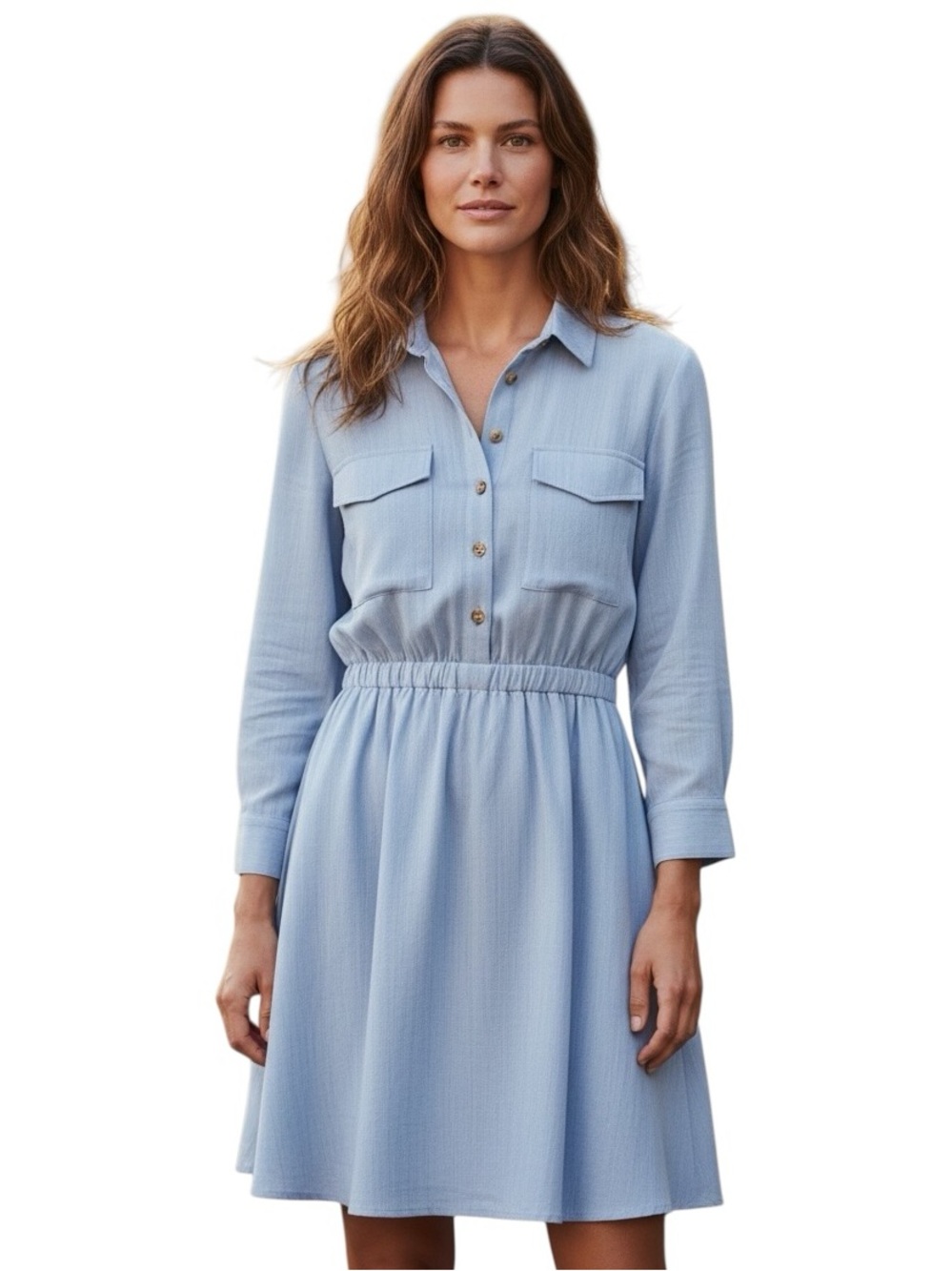 LULUS Light Blue Shirt Dress - Size S - Casual Chic